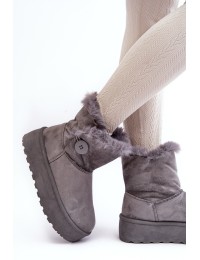 Moteriški platforminiai žieminiai batai su dirbtiniu kailiuku - 85-925 GREY