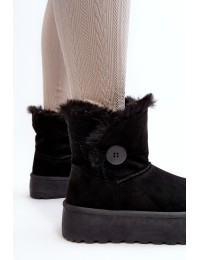 Moteriški platforminiai žieminiai batai su dirbtiniu kailiuku - 85-925 BLACK