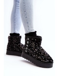 Juodi žieminiai batai su žvyneliais - 20224-4A BLACK