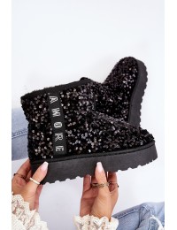 Juodi žieminiai batai su žvyneliais - 20224-4A BLACK