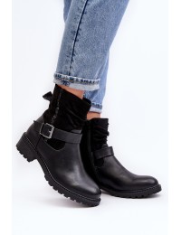 Moteriški auliniai batai su užsegimu  - M667 BLACK