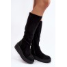 Stilingi moteriški juodi ilgaauliai batai - HY53-8 BLACK