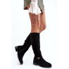 Zomšiniai elegantiški rudi moteriški ilgaauliai batai - HY07-31 BLACK