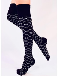Moteriškos kojinės virš kelių CIRYLI BLACK-WHITE - KB SK-WJCC94506