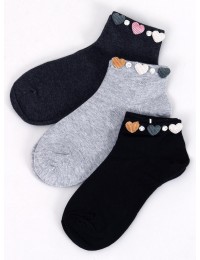 Moteriškos kojinės su širdelėmis, 3 porų rinkinys GWENS SET-2 - KB SK-WAGC94257D