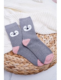 Women's Socks Warm Grey with Penguin - SK.NX6750 GREY PENG.