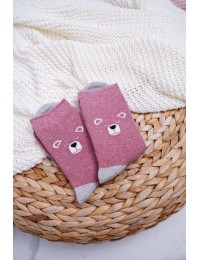Women's Socks Warm Pink With Teddy Bears - SK.NX6750 PINK BEAR