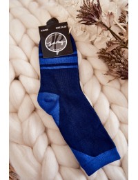 Women's Two-Color Socks With Stripes Navy blue and blue - SK.23120/X30088 NAVY