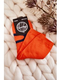 Women's Cotton Socks Navy Pattern Orange - SK.23183/X30090 ORAN