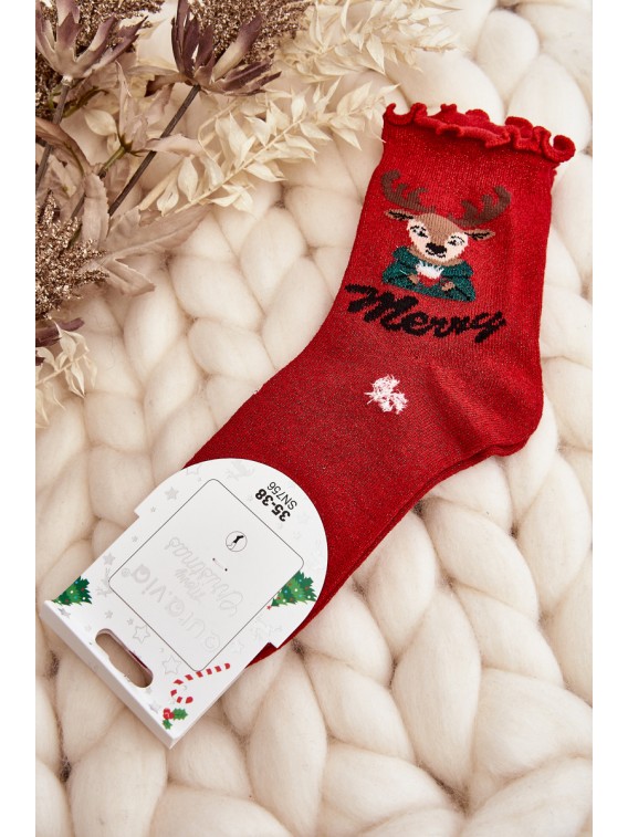 Moteriškos raudonos kalėdinės kojinės - SK.29168/SN756