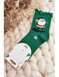 Moteriškos blizgios kalėdinės kojinės su Kalėdų Seneliu - SK.29170/SN756