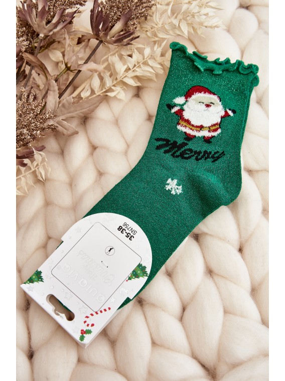 Moteriškos blizgios kalėdinės kojinės su Kalėdų Seneliu - SK.29170/SN756