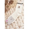 Raštuotos moteriškos kojinės su išsiuvinėtu meškučiu - SK.29183/NZX691