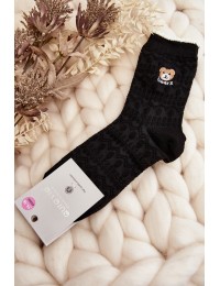 Raštuotos moteriškos kojinės su išsiuvinėtu meškučiu - SK.29184/NZX691