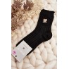 Raštuotos moteriškos kojinės su išsiuvinėtu meškučiu - SK.29185/NZX691