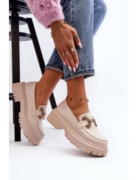 Madingi moteriški batai su papuošimu - H8-309MOK BEIGE