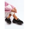 Juodi moteriški klasikiniai batai su puošmena - H8-318 BLACK