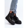 Originalaus dizaino juodi odiniai platforminiai batai - 3416 CZARNY LICO
