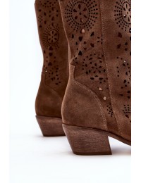 Natūralios odos tamsiai rudi moteriški batai - 3396 TABACO WEL