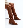 Aukštos kokybės natūralios zomšinės odos rudi ilgaauliai batai - 3407 CAMEL WELUR