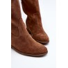 Aukštos kokybės natūralios zomšinės odos rudi ilgaauliai batai - 3407 CAMEL WELUR