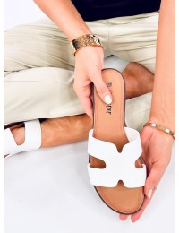 Klasikinės moteriškos odinės šlepetės PALFRE WHITE  - KB PS01