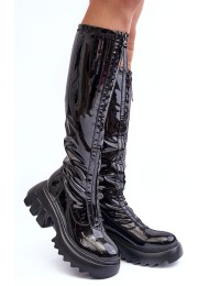 Madingi juodi ilgaauliai batai - JJ51P BLACK