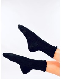 Moteriškos raštuotos kojinės su gražiu krašteliu WHITT BLACK-2 - KB SK-M-1605