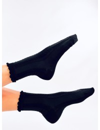 Moteriškos raštuotos kojinės su gražiu krašteliu WHITT BLACK-1 - KB SK-M-1605