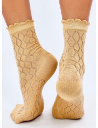 Raštuotos moteriškos kojinės su gražiu krašteliu GLADD YELLOW - KB SK-WJYC90133