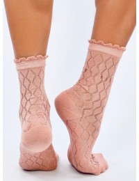 Raštuotos moteriškos kojinės su gražiu krašteliu GLADD PINK - KB SK-WJYC90133