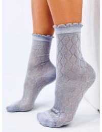 Raštuotos moteriškos kojinės su gražiu krašteliu GLADD PURPLE - KB SK-WJYC90133