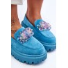 Žydri stilingi batai su dekoratyviais kristalais - TV_JH283P BLUE