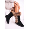 Natūralios odos žieminiai batai su natūraliu kailiuku - W19112 BLK