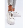 Balti batai ant platformos su stilinga puošmena - LA279 SILVER