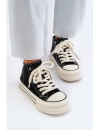 Laisvalaikio batai su virvelės stiliaus raišteliais - BL507P BLACK