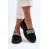 Natūralios odos juodi zomšiniai batai su papuošimu - 3419 CZARNY WEL