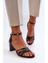 Black Sandals with Straps Enitia - 24SD98-6768 BLACK