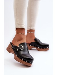 Women's Slide Sandals with Buckle Black Seprilla - 3206 BLACK