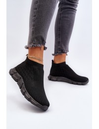 Women's Slip-On Sock Sneakers Black Liraelia - 3609 BLACK