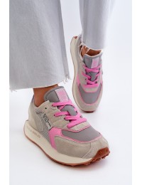 Women's Platform Sneakers with Memory Foam System Big Star NN274680 Gray-Pink - NN274680