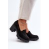 Stilingi juodi zomšiniai batai ant patogaus kulno - RMR23108-3 CZARNY