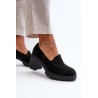 Stilingi juodi zomšiniai batai ant patogaus kulno - RMR23108-3 CZARNY