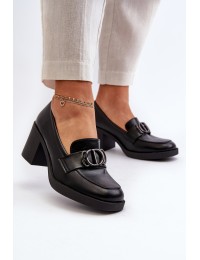 Women's High Heel Shoes with Decoration Black Nedarea - RMR2394D-4 CZARNY