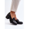 Moteriški klasikinio stiliaus batai neaukštu kulnu - RMR2394D-4 CZARNY