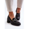 Moteriški klasikinio stiliaus batai neaukštu kulnu - RMR2394D-4 CZARNY