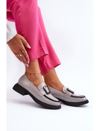 Stilingi natūralios odos moteriški pilki batai - 63503 GR PT