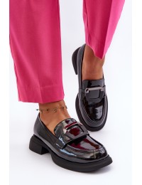 Stilingi natūralios odos moteriški juodi batai - 63503 BK PT