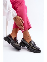 Stilingi natūralios odos moteriški juodi batai - 63503 BK PT