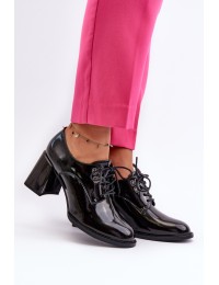 Moteriški juodi natūralios odos lakiniai batai ant kulno - 63510 BK PT